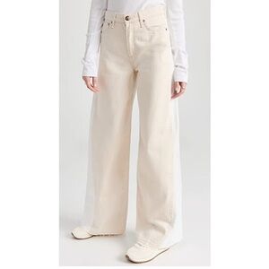 NEW NWT RAG & BONE White Sofie Two Tone Ecru Wide Legs Flare Jeans